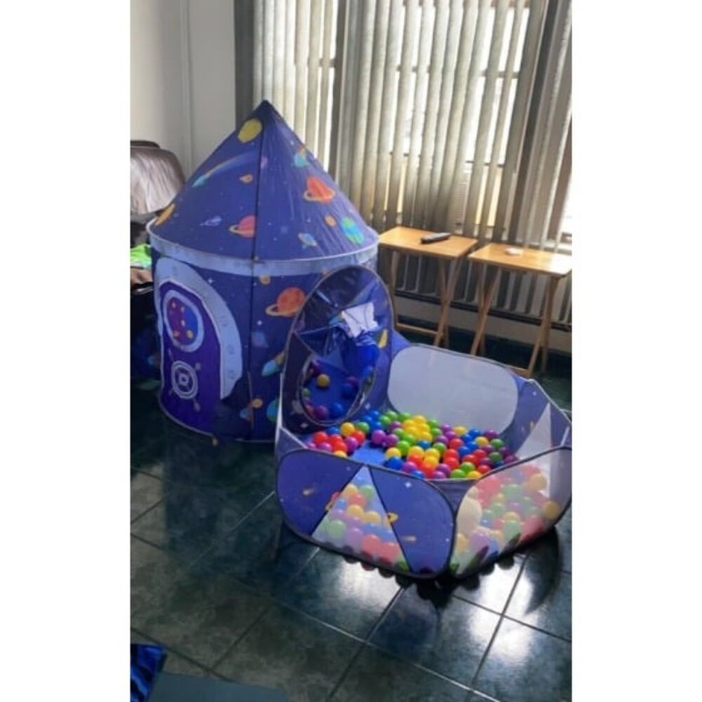 2pc Space Ship Kids Play Tent, Crawl Tunnel, Ball Pit for Toddlers